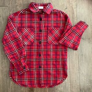 Pink Lily Red and Blue Plaid Shacket, Size M